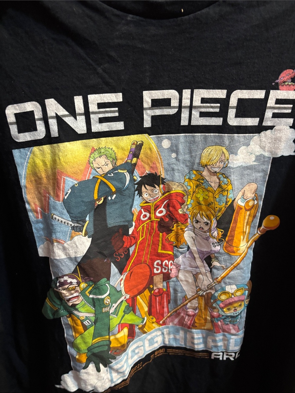 One Piece Black Graphic Short Sleeve Tee - Anime Crew Shirt